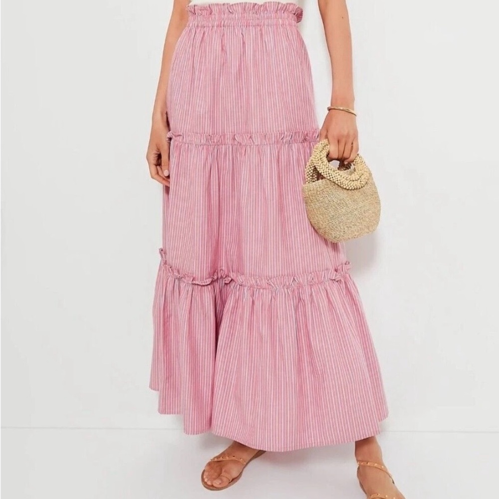 New Women’s Tuckernuck Pink Striped Prado maxi skirt S cottage core romantic - Picture 2 of 7
